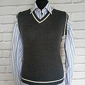 Одежда handmade. Livemaster - original item Grey knitted vest. Handmade.