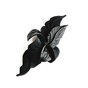 Украшения handmade. Livemaster - original item Leather and suede brooch black flower Black Orchid author`s. Handmade.