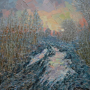Картины и панно ручной работы. Ярмарка Мастеров - ручная работа Картины: Дорога в зиму. Handmade.