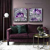 Картины и панно handmade. Livemaster - original item Double painting with delicate colors. Double module with gray tones.. Handmade.