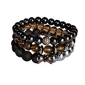 Украшения handmade. Livemaster - original item Set of bracelets from stones, fashion black hardware. Handmade.