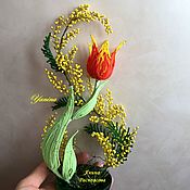 Цветы из бисера- тюльпан и мимоза