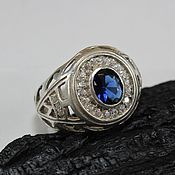 Украшения handmade. Livemaster - original item Men`s ring with blue zircon in silver 925 HH0093. Handmade.
