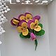Брошь - В Анютиных глазках. Брошь-булавка. Knitted flowers. Ярмарка Мастеров.  Фото №5