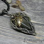 Украшения handmade. Livemaster - original item Pendant: with golden Obsidian Autumn leaf. Handmade.