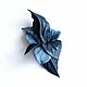 Lapel Brooch flower made of leather Jeans blue blue denim, Brooches, Moscow,  Фото №1