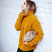 Одежда handmade. Livemaster - original item Jerseys: Women`s warm turtleneck sweater mustard color oversize style. Handmade.
