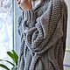 Loose women's jumper large knit sweater in gray. Jumpers. Kardigan sviter - женский вязаный свитер кардиган оверсайз. Online shopping on My Livemaster.  Фото №2