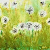 Картины и панно handmade. Livemaster - original item Watercolor painting dandelions in the meadow 