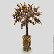Цветы и флористика handmade. Livemaster - original item The tree of life from tiger`s eye in a vase of onyx. Handmade.
