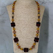 Работы для детей, handmade. Livemaster - original item Long beads made of stones 