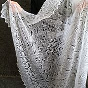 Белая пуховая паутинка из козьего пуха,платок  для невесты. Аксессуары
