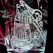 ваза "Орнамент" авторская роспись - ручная алмазная гравировка стекла