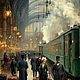 Картина маслом на холсте Вокзал в Париже 1883г Большая картина в дом. Картины. Картинная галерея №1/Картины маслом. Интернет-магазин Ярмарка Мастеров.  Фото №2
