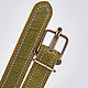Olive leather belt with copper buckle. Straps. Roman Bushuev (bags-bush). Ярмарка Мастеров.  Фото №4