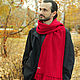 Knitted Unisex scarf with textured stripes and tassels Red-crimson. Scarves. Space Cat Knitting. Online shopping on My Livemaster.  Фото №2