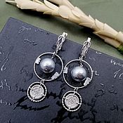 Украшения handmade. Livemaster - original item Large earrings with cotton pearls 