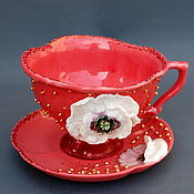 Посуда handmade. Livemaster - original item teacups: White poppy. Handmade.