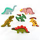 Динозавры 6 фигурок окрашенные. Деревянные игрушки, Вальдорфские игры и наборы, Смоленск,  Фото №1