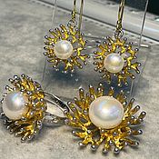 Украшения handmade. Livemaster - original item Sea pearls jewelry set with sea pearls. Handmade.