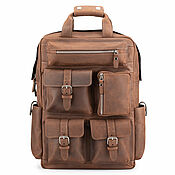 Сумки и аксессуары handmade. Livemaster - original item Wasserman leather backpack (dark brown crazy). Handmade.