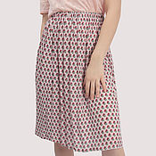 Одежда handmade. Livemaster - original item Pink skirt with a print of cucumbers viscose summer. Handmade.