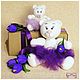 Gift set - soft knitted toys and candy flowers