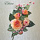 Silk flowers.Boutonniere of roses 'Hummingbird', Brooches, Moscow,  Фото №1