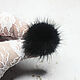 Fur pompom Black 4 cm natural mink fur, Beads1, Solikamsk,  Фото №1