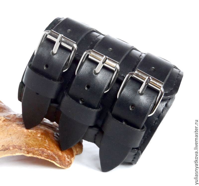 Genuine Leather Wristband, Leather Wide Bracelet Three Layers, Hard bracelet, St. Petersburg,  Фото №1