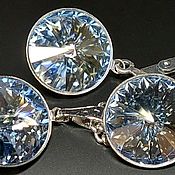 Биколор - Swarovski Rivoli Silver shade - серьги