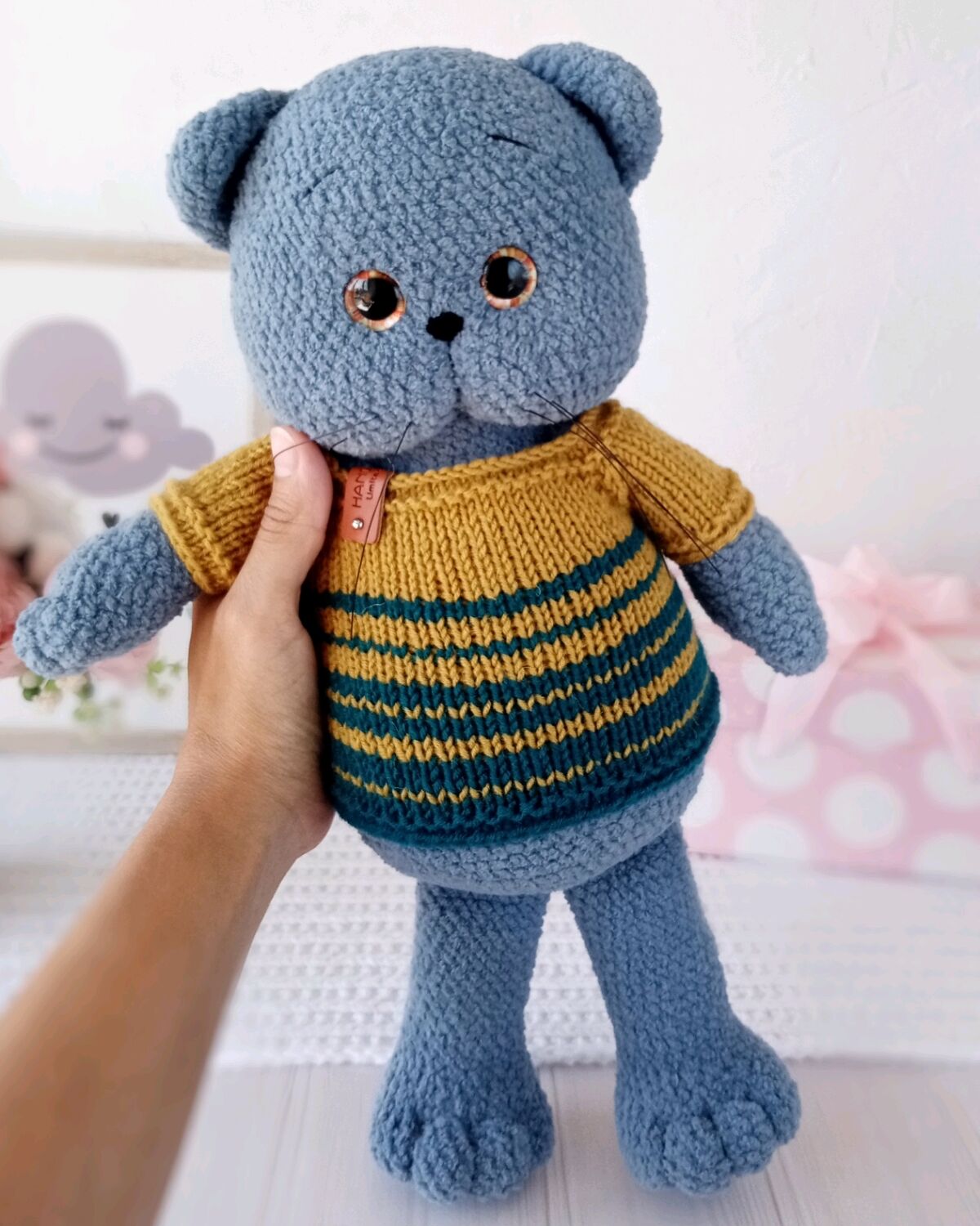 Котик серый вязаный, плюшевый кот, игрушка амигуруми купить в интернет ...