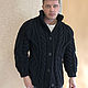 Men's black cardigan. Mens outerwear. SHAPAR - knitting clothes. My Livemaster. Фото №5