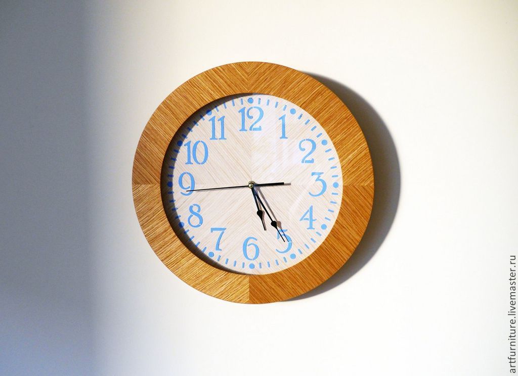 Деревянные часы на стену- большие настенные часы из дерева дуб в интернет-магазине Ярмарка Мастеров по цене 2200 ₽ – 4REDVRU