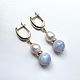 Серьги с жемчугом и голубым агатом. Серьги классические. Katerina Moroz accessories for you (katerinamoroz). Ярмарка Мастеров.  Фото №4