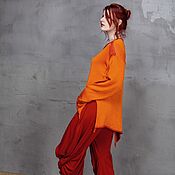 Одежда handmade. Livemaster - original item S_025 Knitted blouson-coat, color orange/cherry.. Handmade.