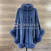 Одежда handmade. Livemaster - original item Warm velvet poncho with natural fur. Handmade.