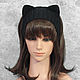 Headband with Cat ears knitted hair Black, Bandage, Orenburg,  Фото №1