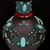 Украшения handmade. Livemaster - original item Soutache necklace made of turquoise 