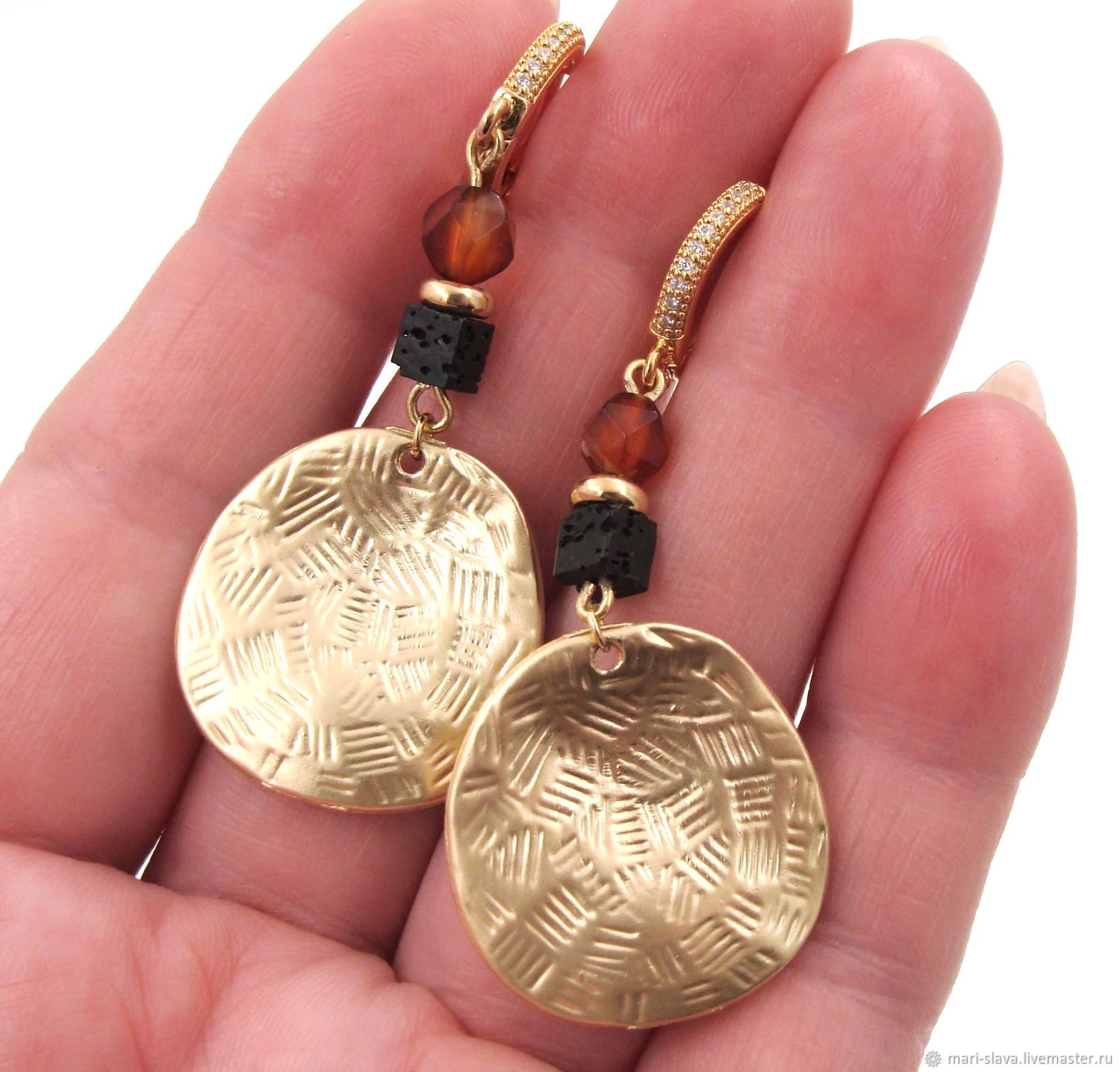 Серьги с сердоликом лавой из латуни Пиастры" монеты купить в интернет ...