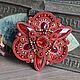 Red brooch, soutache technique, kaleidoscope, Brooches, Moscow,  Фото №1