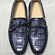 Crocodile leather loafers, in dark blue, Moccasins, St. Petersburg,  Фото №1