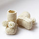 Пинетки вязаные цвета слоновой кости с помпонами. Пинетки. Baby Booties. Ярмарка Мастеров.  Фото №5