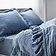Постельное бельё из вареного хлопка синий джинс, Комплекты постельного белья, Чебоксары,  Фото №1