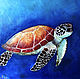 Oil painting 35h40 cm turtle, Pictures, Moscow,  Фото №1