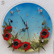 Часы настенные вышитые с цветами сирени "Сирень"