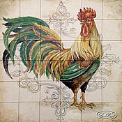 Для дома и интерьера ручной работы. Ярмарка Мастеров - ручная работа Tiles and tiles: Kitchen Apron Cockerel. Handmade.