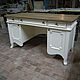 Writing table made in the style of Provence.Countertop oak with natural effect of aging, bound. Classic carved legs. Coating enamel, wax. Handles are not included. 
