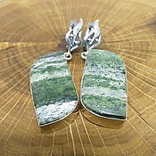 Украшения handmade. Livemaster - original item Silver Forest earrings (chrysotile-asbestos in serpentine). Handmade.