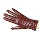 Size 7. Winter gloves made of genuine brown leather with decor, Vintage gloves, Nelidovo,  Фото №1